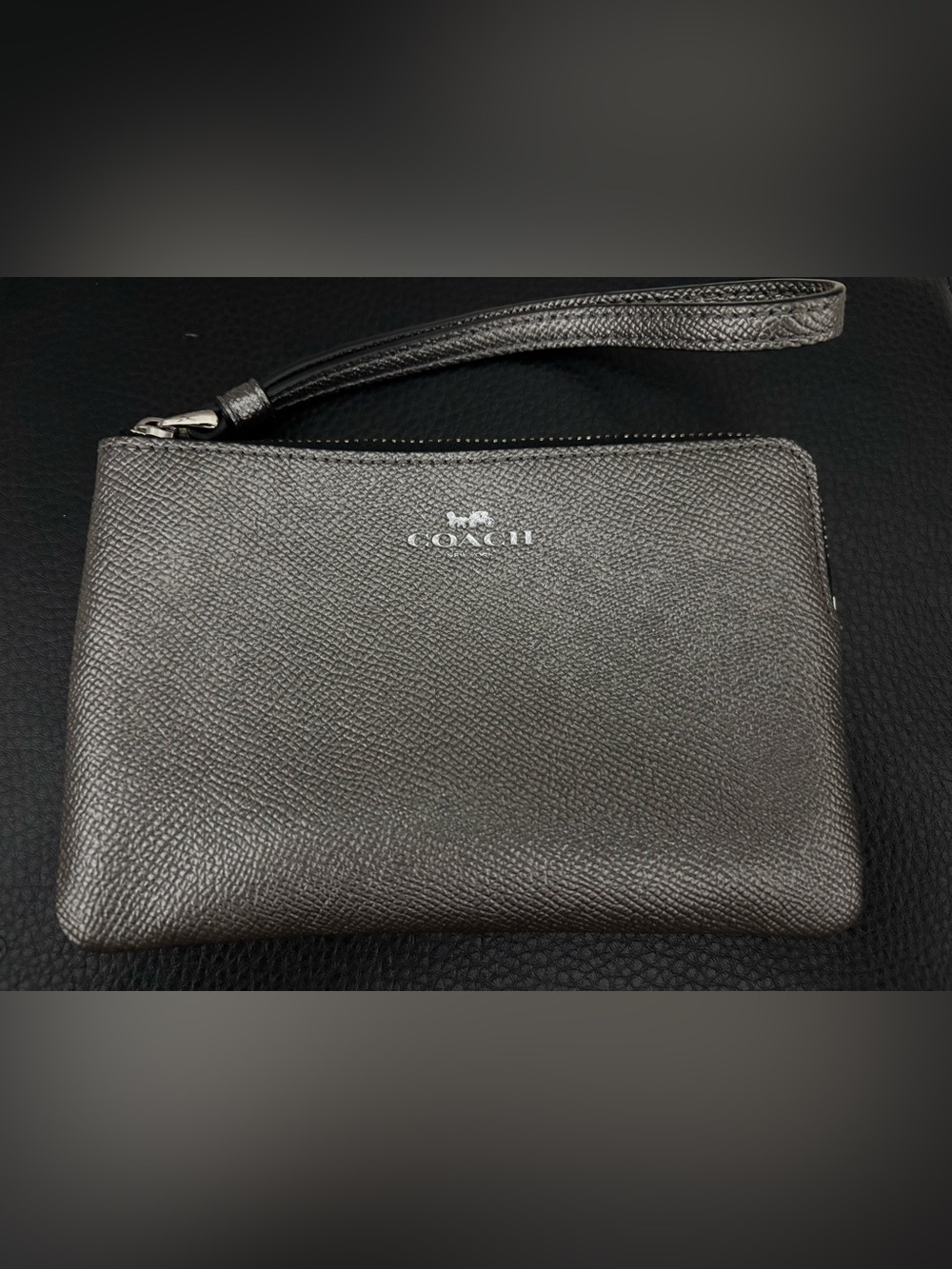 Coach Black Leather Wrist Strap Pouch